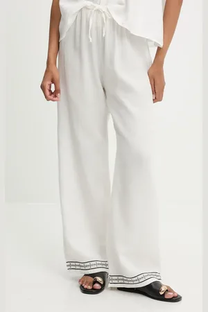 ANSWEAR Lab spodnie bawełniane damskie kolor proste high waist