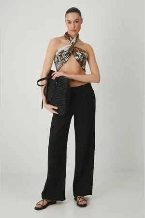 MEDICINE Spodnie lniane damskie kolor szerokie medium waist