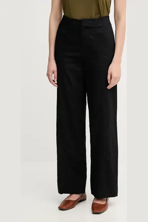 Calvin Klein Spodnie z domieszką lnu damskie kolor proste high waist J20J225340
