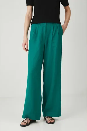 MEDICINE Spodnie lniane damskie kolor szerokie medium waist