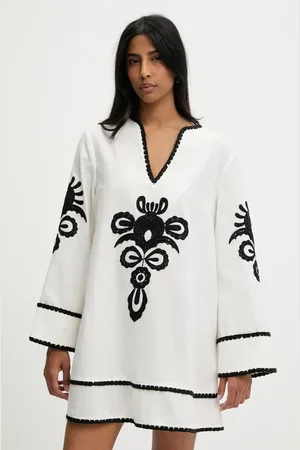ANSWEAR Lab sukienka z lnem kolor mini oversize