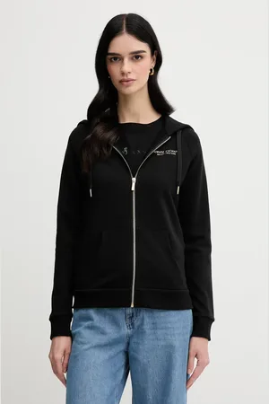 Armani Exchange Bluza damska kolor z kapturem z aplikacją