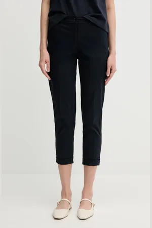 Sisley Spodnie damskie kolor fason cygaretki high waist