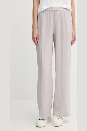 Sisley Spodnie lniane kolor szerokie high waist