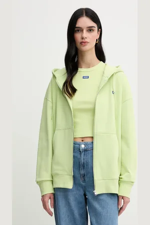 Hugo Blue Bluza bawełniana damska kolor z kapturem gładka 50542512