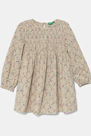 Benetton Sukienka bawełniana dziecięca kolor midi rozkloszowana 40VFGV028