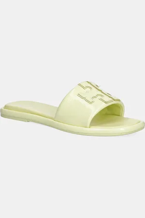 Tory Burch Klapki skórzane Double T Sport Slide damskie kolor 141380-701
