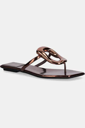 Jeffrey Campbell Japonki skórzane Linques-2 damskie kolor na płaskim obcasie JC-1045-1-79