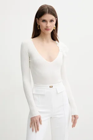 Elisabetta Franchi Sweter z domieszką jedwabiu damski kolor lekki MK56B51E2
