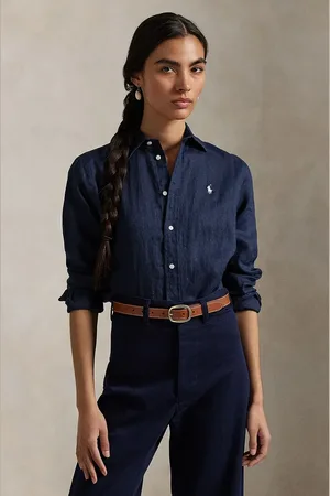Ralph Lauren Koszula lniana kolor regular z kołnierzykiem klasycznym 211970730