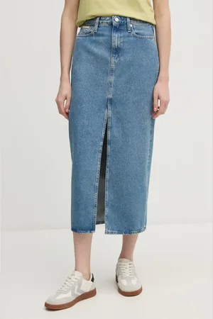 Calvin Klein Spódnica jeansowa kolor maxi prosta J20J224532