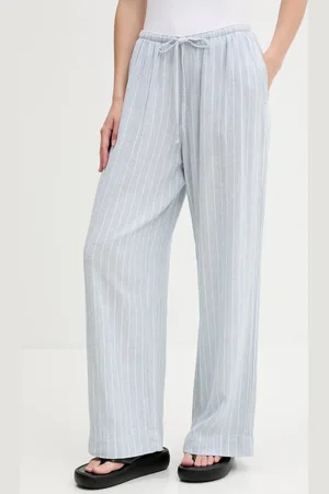 Abercrombie & Fitch Spodnie lniane damskie kolor szerokie high waist KI156-5205