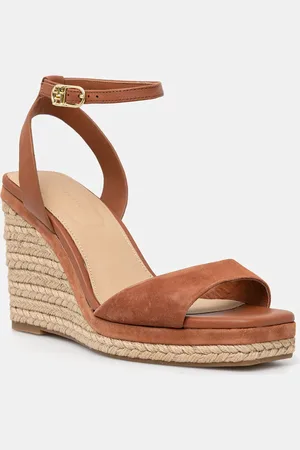 Tommy Hilfiger Sandały skórzane LEATHER & SUEDE HIGH WEDGE ESPAD kolor FW0FW08803