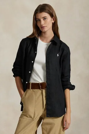Ralph Lauren Koszula lniana kolor regular z kołnierzykiem klasycznym 211970730