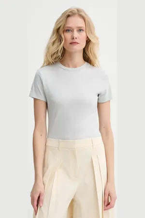 THEORY T-shirt bawełniany damski kolor niebieski L1024521