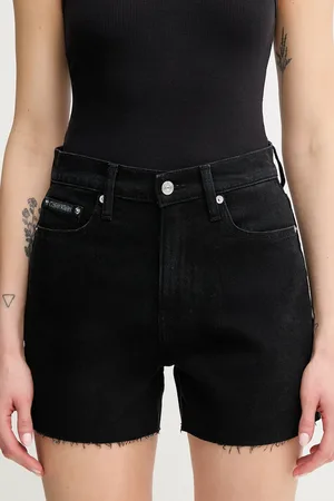 Calvin Klein Szorty jeansowe damskie kolor gładkie high waist J20J225154