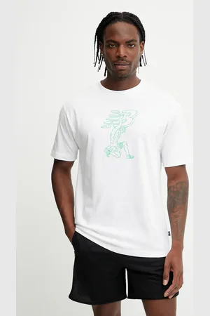 New Balance T-shirt bawełniany męski kolor z nadrukiem MT51978WT