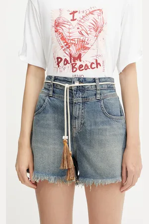 Liu Jo Szorty jeansowe damskie kolor gładkie high waist UA5152 D0244