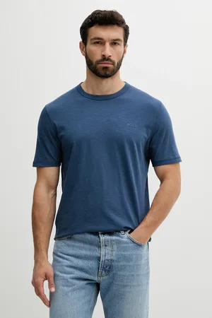 HUGO BOSS T-shirt bawełniany męski kolor turkusowy gładki 50508243