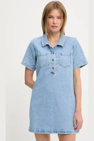 ANSWEAR Lab sukienka jeansowa kolor mini prosta