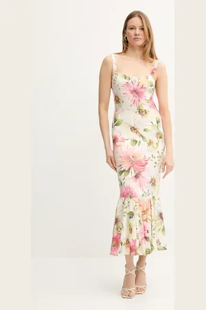 Guess Sukienka FLEUR kolor midi dopasowana W5GK20 WH4S2