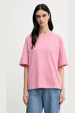 HUGO BOSS T-shirt bawełniany damski kolor fioletowy 50523256
