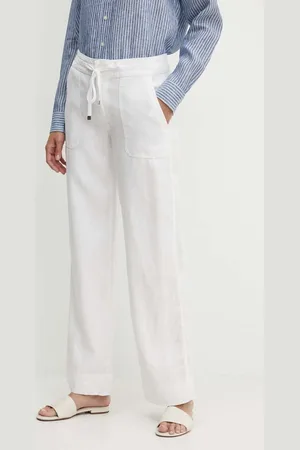 Ralph Lauren Spodnie lniane kolor proste medium waist 200735138