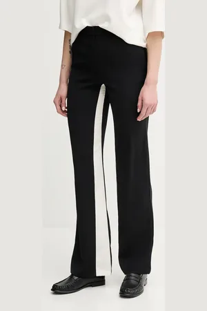 Sisley Spodnie damskie kolor proste high waist 4QJDLF06P