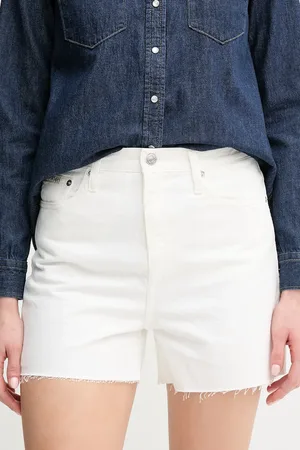 Calvin Klein Szorty jeansowe damskie kolor gładkie high waist J20J225153