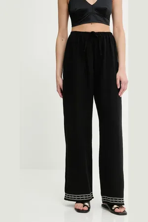 ANSWEAR Lab spodnie bawełniane damskie kolor proste high waist