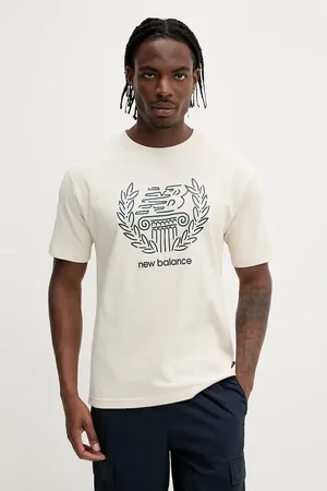 New Balance T-shirt bawełniany męski kolor z nadrukiem MT51974LIN