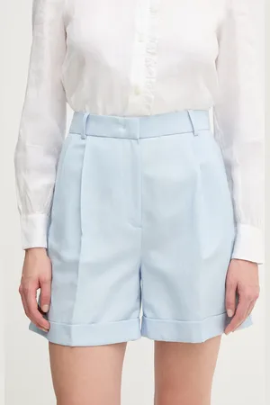 Tommy Hilfiger Szorty z domieszką lnu damskie kolor gładkie high waist WW0WW44767