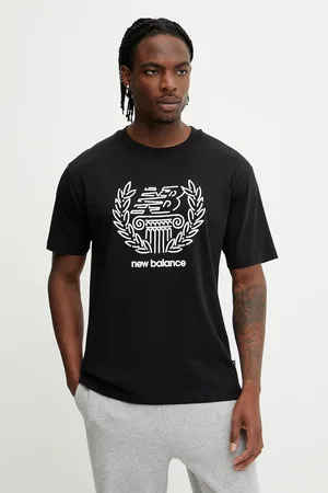 New Balance T-shirt bawełniany męski kolor z nadrukiem MT51974BK