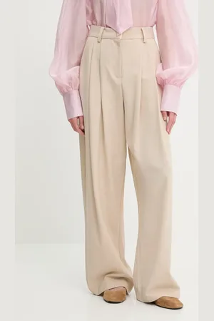 ANSWEAR Lab spodnie z wełną damskie kolor szerokie high waist