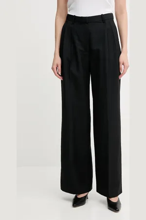 Tommy Hilfiger Spodnie z domieszką lnu damskie kolor proste high waist WW0WW45460