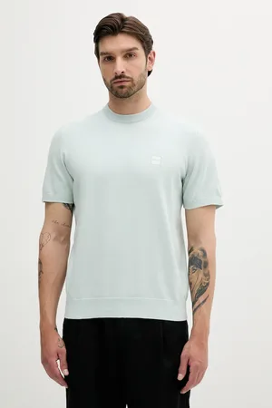 HUGO BOSS Sweter z domieszką kaszmiru męski kolor niebieski lekki 50538267