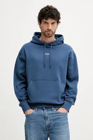 HUGO BOSS Bluza bawełniana męska kolor z kapturem z nadrukiem