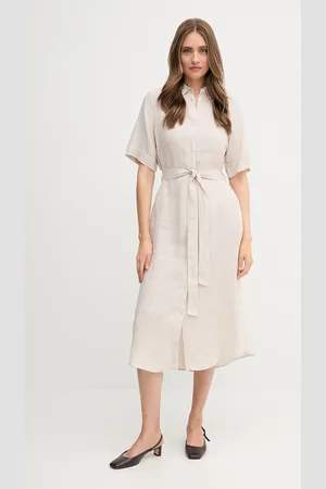 GANT Sukienka lniana kolor midi prosta 4503390