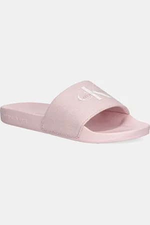 Calvin Klein Klapki SLIDE MONOGRAM WN LOGO CK damskie kolor YW0YW01967