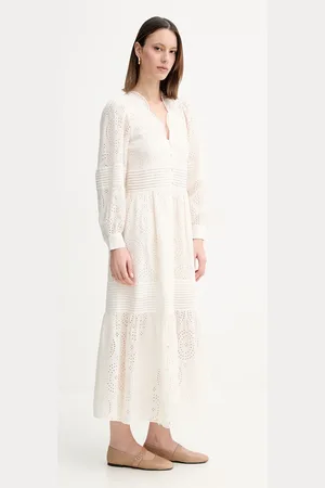 HUGO BOSS Sukienka bawełniana kolor maxi rozkloszowana 50538358