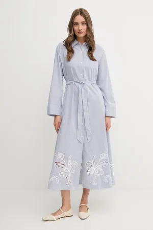 Tommy Hilfiger Sukienka bawełniana kolor midi prosta WW0WW44660