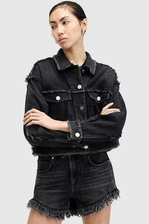 AllSaints Szorty jeansowe bawełniane ASTRID FRAY kolor gładkie high waist W036EA