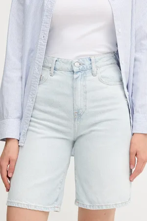 Tommy Hilfiger Szorty jeansowe damskie kolor gładkie high waist WW0WW44388