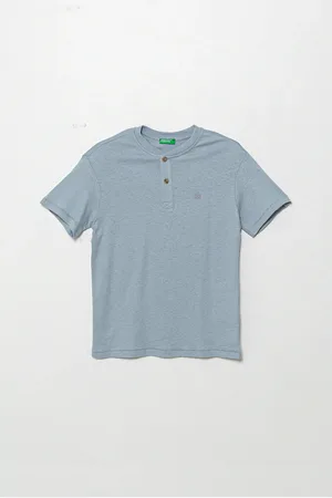 Benetton T-shirt z domieszką lnu dziecięcy kolor gładki 3F4JC10NN
