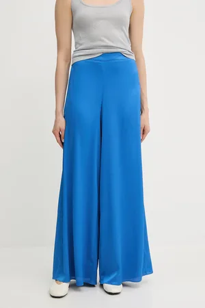 MARELLA Spodnie Emme by damskie kolor niebieski szerokie high waist 2515131182200