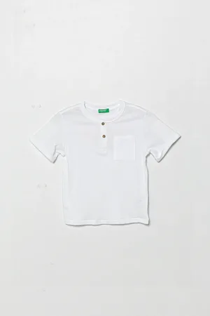 Benetton T-shirt z domieszką lnu dziecięcy kolor gładki 3F4JG10IF