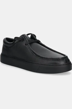 Calvin Klein Mokasyny skórzane HYBRID APRON LACE UP LTH męskie kolor HM0HM01893