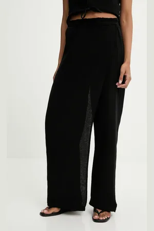 ANSWEAR Lab spodnie bawełniane damskie kolor szerokie high waist
