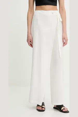 ANSWEAR Lab spodnie bawełniane damskie kolor szerokie high waist