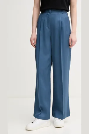 Benetton Spodnie damskie kolor szerokie high waist 4Y09DF08X